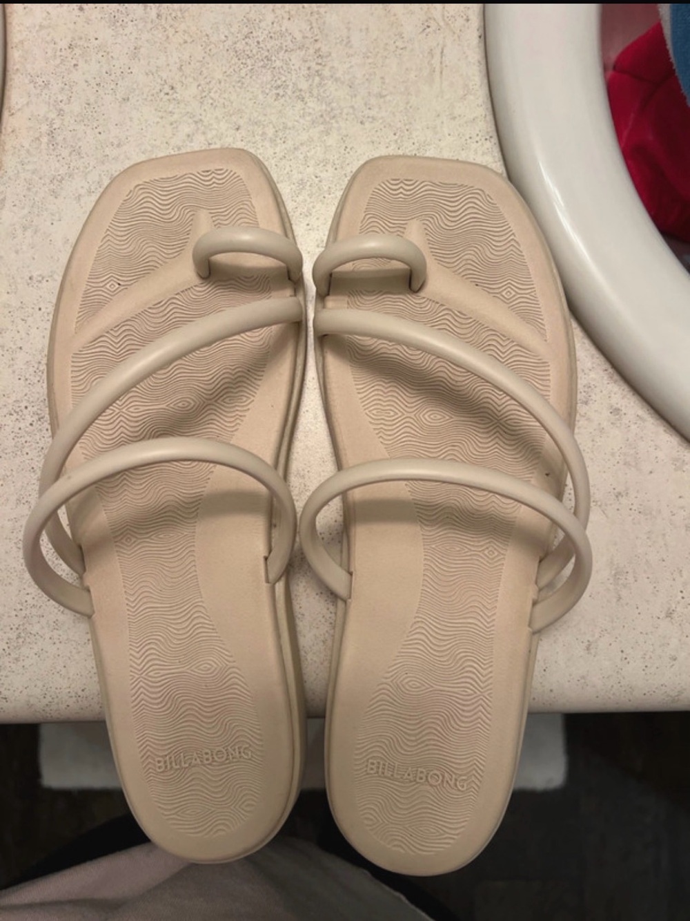 Billabong Beige Minimalist Strappy Slide Sandals